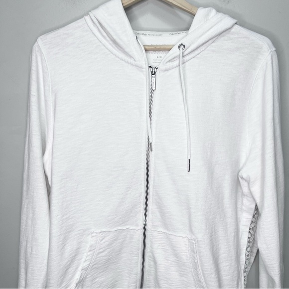 Calvin Klein Performance Lightweight White Zip up Hoody Size Large - Picture 2 of 11